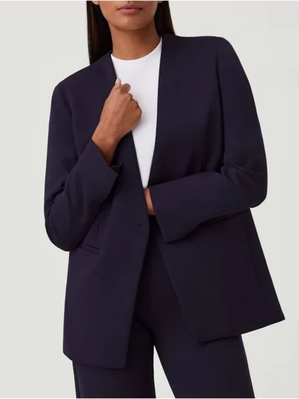 Spanx Perfect Cutaway Blazer Navy Large Stretch